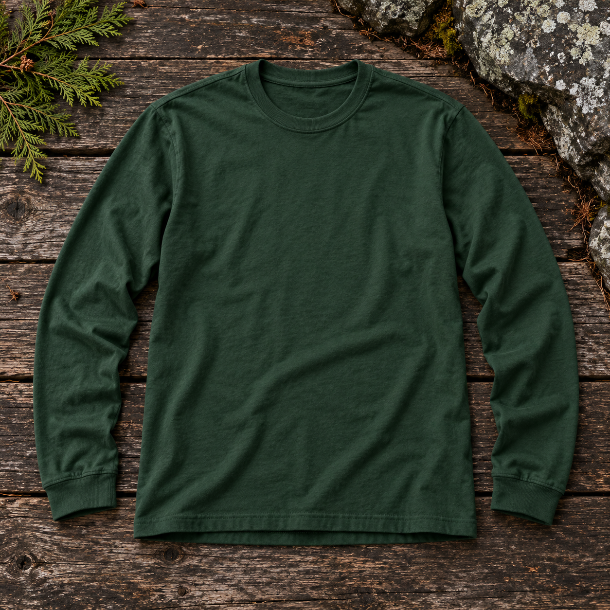 Plain forest green full-sleeve shirt, category design preview